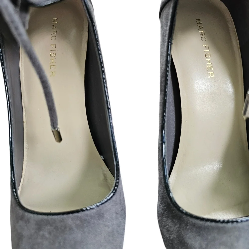 Marc Fisher Gray Sued Lace Up Heels